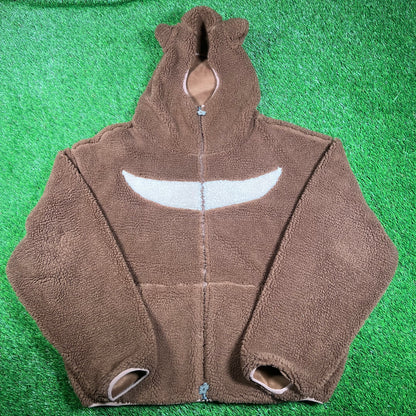 Vandy the Pink Brown Bear Fleece Jacket Size XL USED x15801