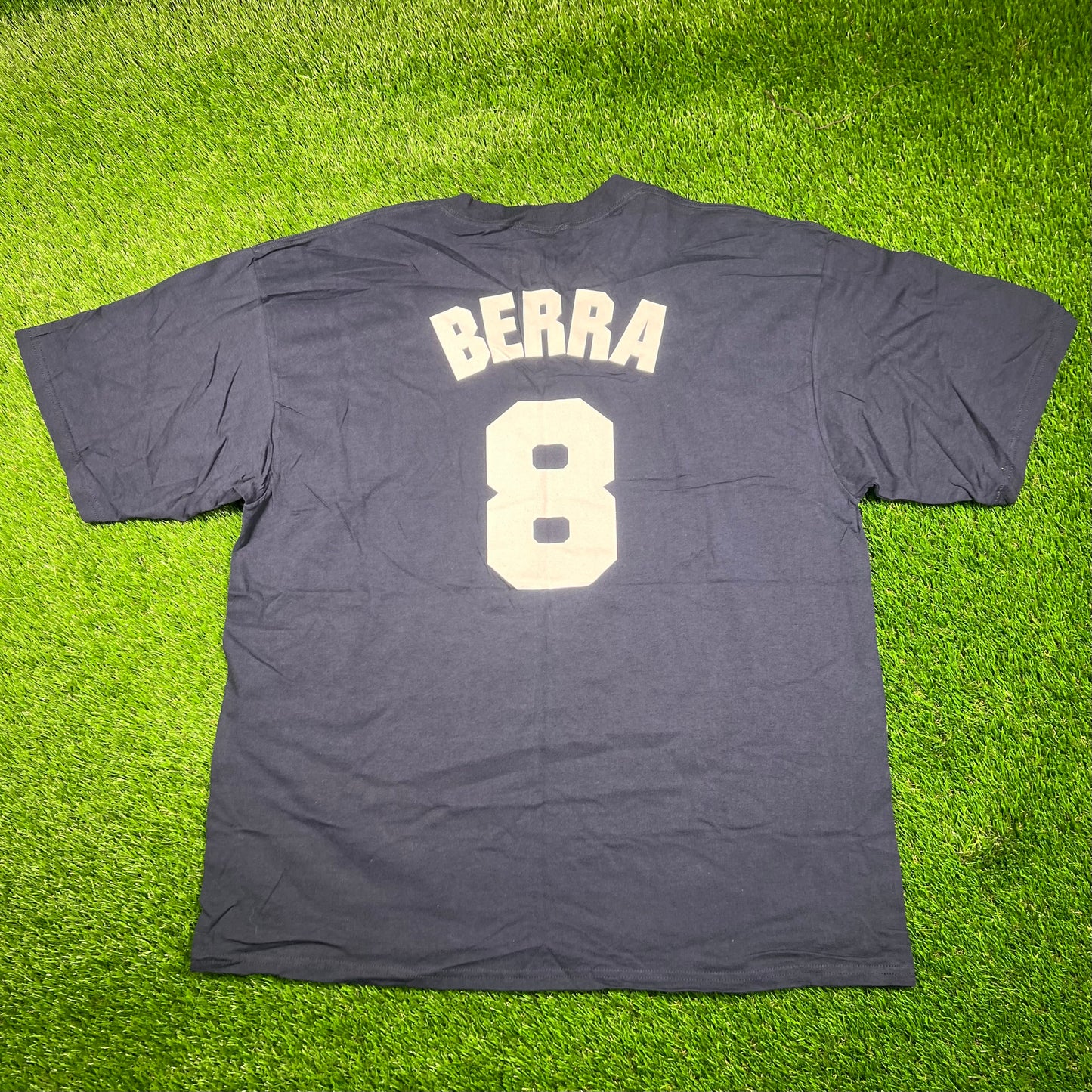 Y2K Yankees Berra 8 Navy Blue Tee Size XXL NEW v18754