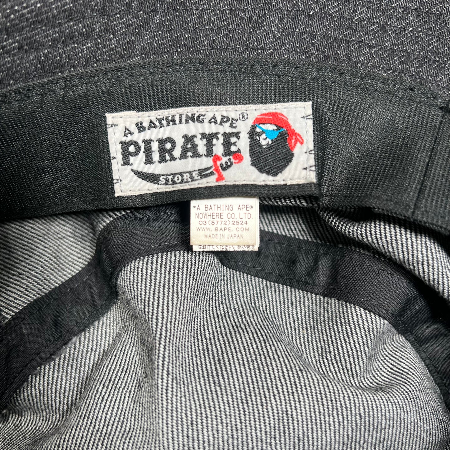 Bape Pirate Black Denim Bucket Hat USED x15135