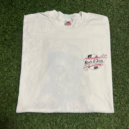 1990s MTV Rock n Jock Softball White Tee Size XL USED v16150