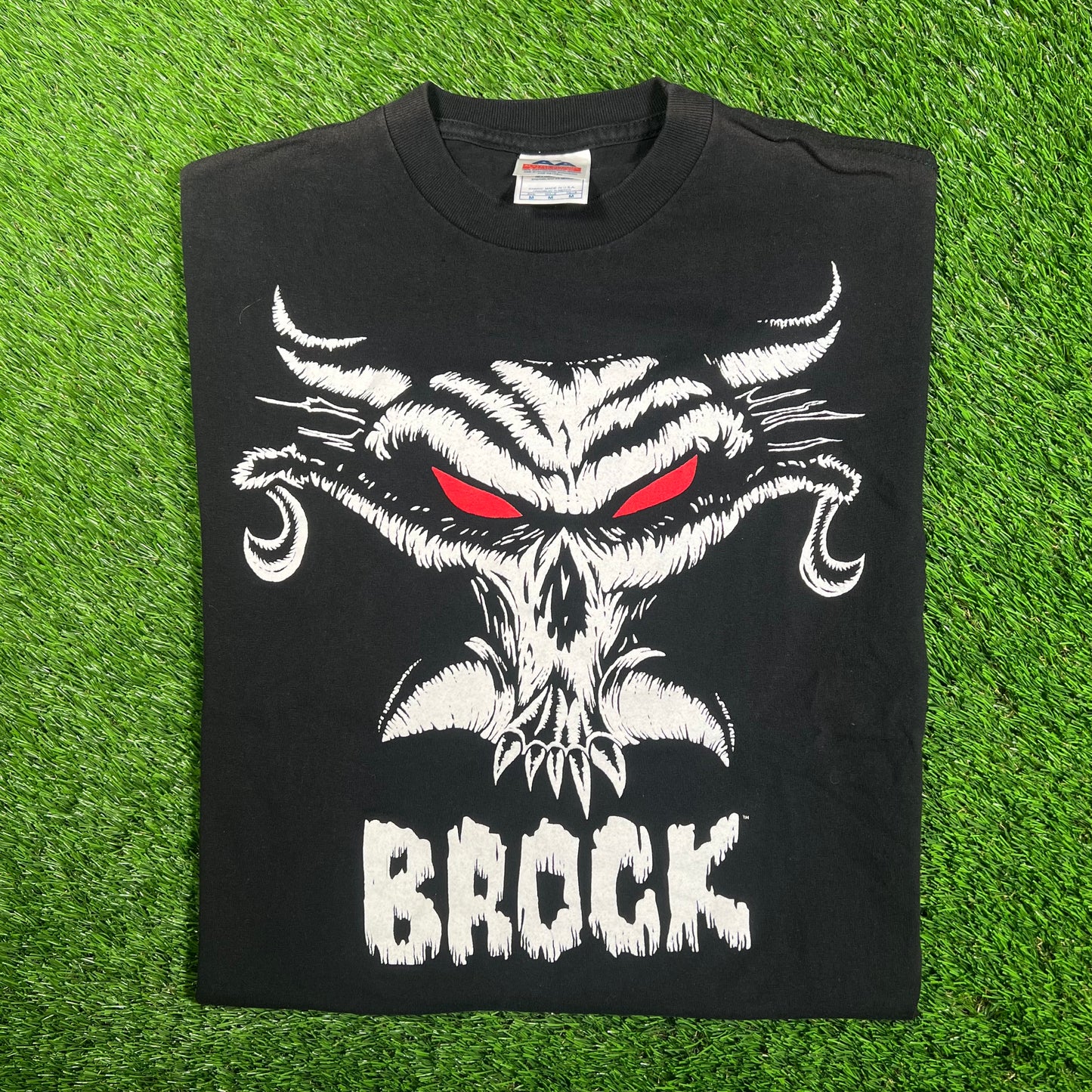 2002 WWE Brock Lesnar "Brock" Black Tee Size Small USED v18152