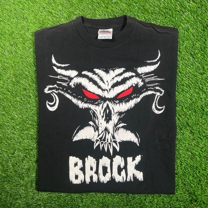 2002 WWE Brock Lesnar "Brock" Black Tee Size Small USED v18152