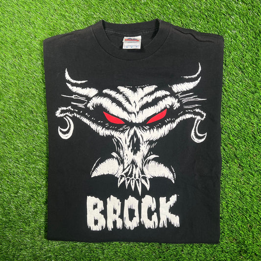 2002 WWE Brock Lesnar "Brock" Black Tee Size Small USED v18152