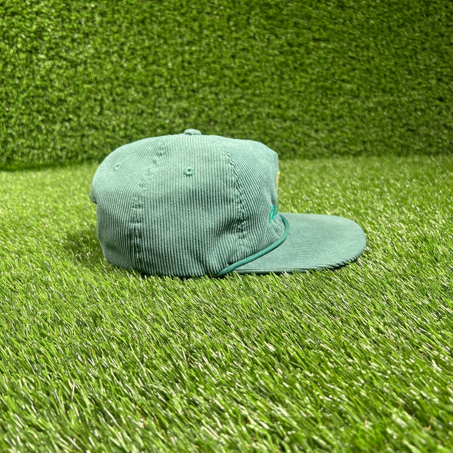1980s Rolex Green Corduroy Snap Back Hat USED v18210