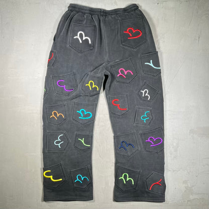 GV Gallery Raspberry Hills Multi Pocket Washed Black Sweatpants Size Small USED x18959