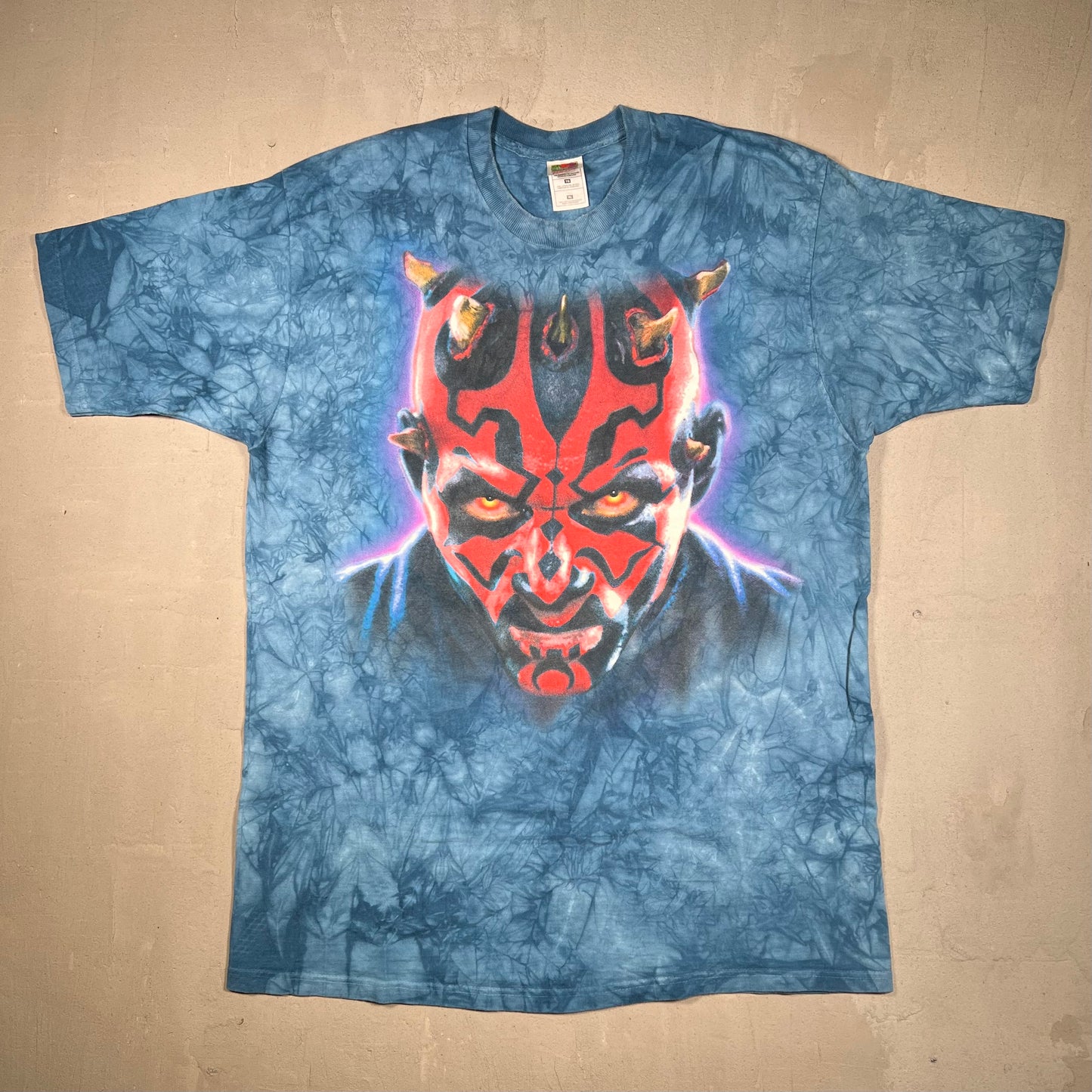 1990s Star Wars Darth Maul Blue Tye Die Tee Size XL USED v18945