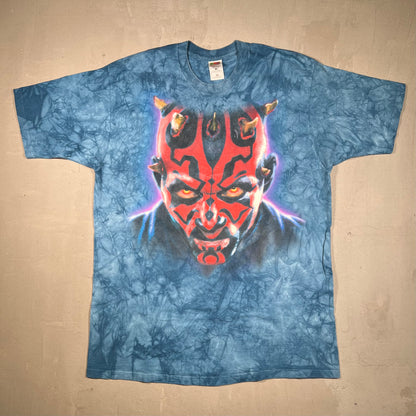 1990s Star Wars Darth Maul Blue Tye Die Tee Size XL USED v18945