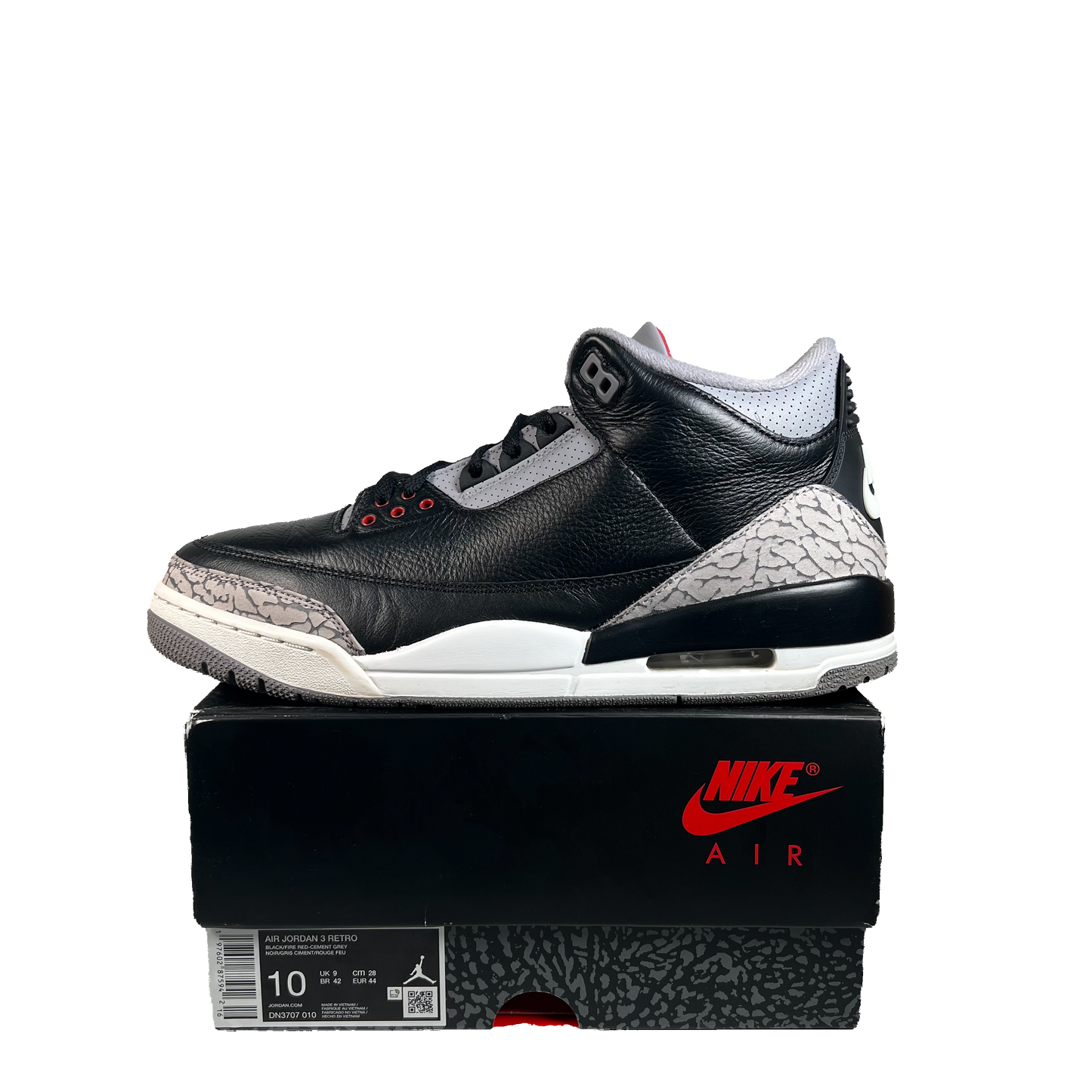 Jordan 3 Black Cement (2024) Size 10 USED s22256