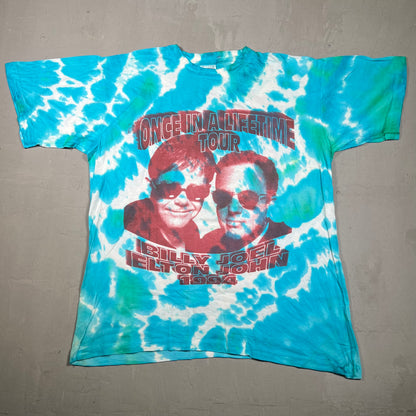1994 Billy JoelElton John Once in A Lifetime Tour Blue Tie Dye Tee Size XL USED v19250