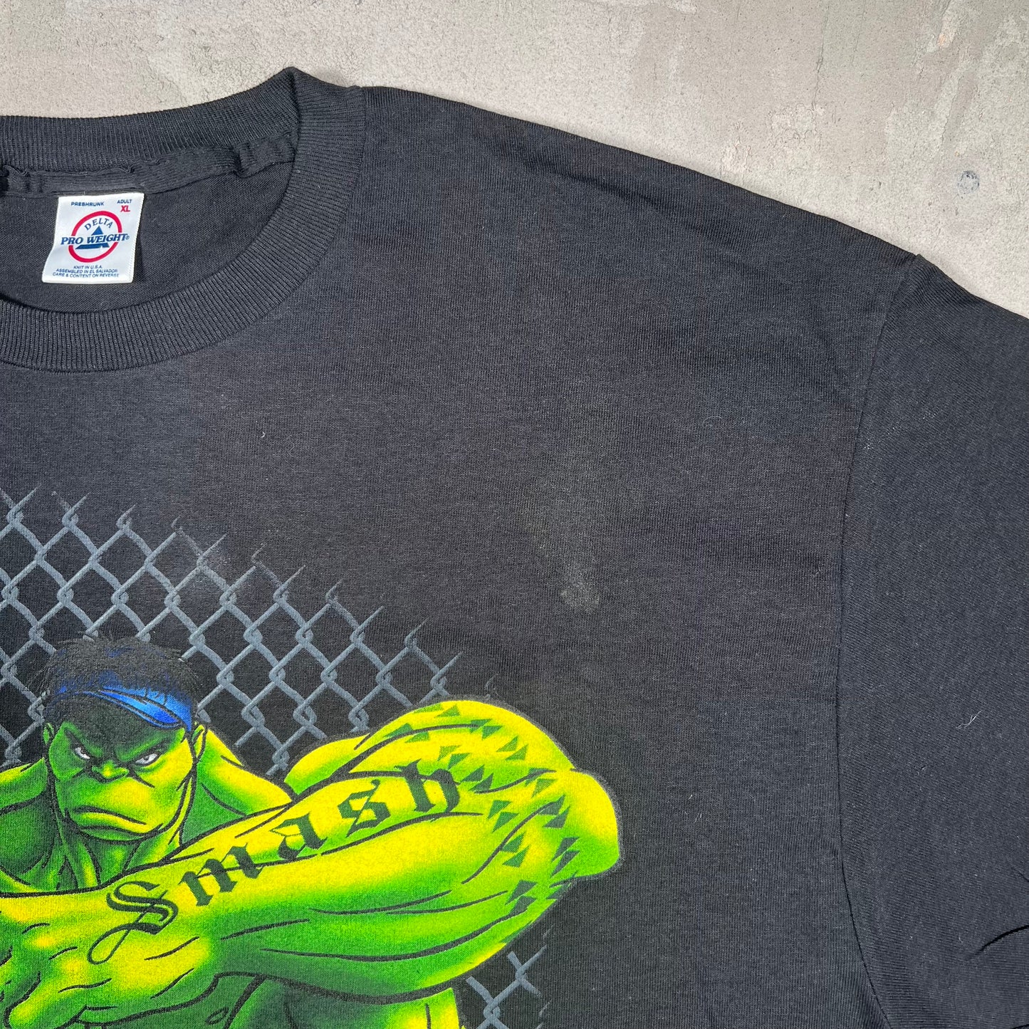 2002 Incredible Hulk "Hulk Smash" Black Tee Size XL USED v18299