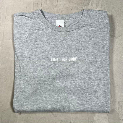 ALD Aime Leon Dore Simple White Spellout Grey Tee Size Large USED x18602