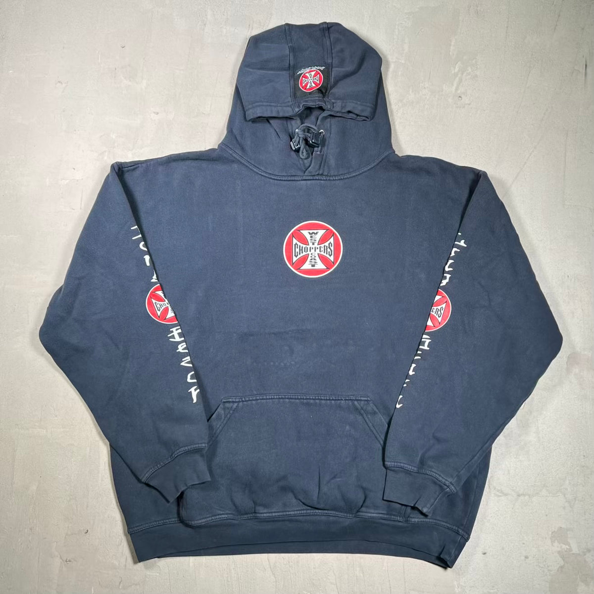 Y2K West Coast Chopper Long Beach Dark Navy Hoodie Size XL USED v20139