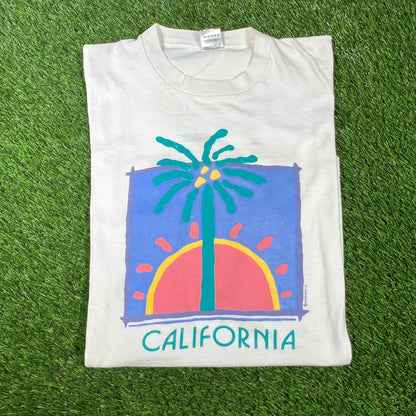 1990s White California Art Tee Size XL USED v16605