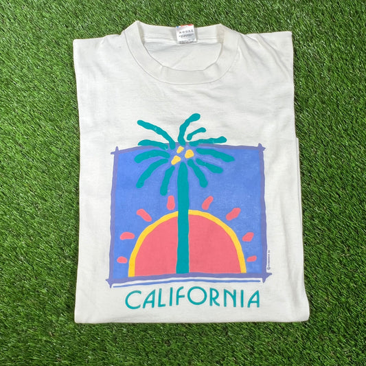 1990s White California Art Tee Size XL USED v16605