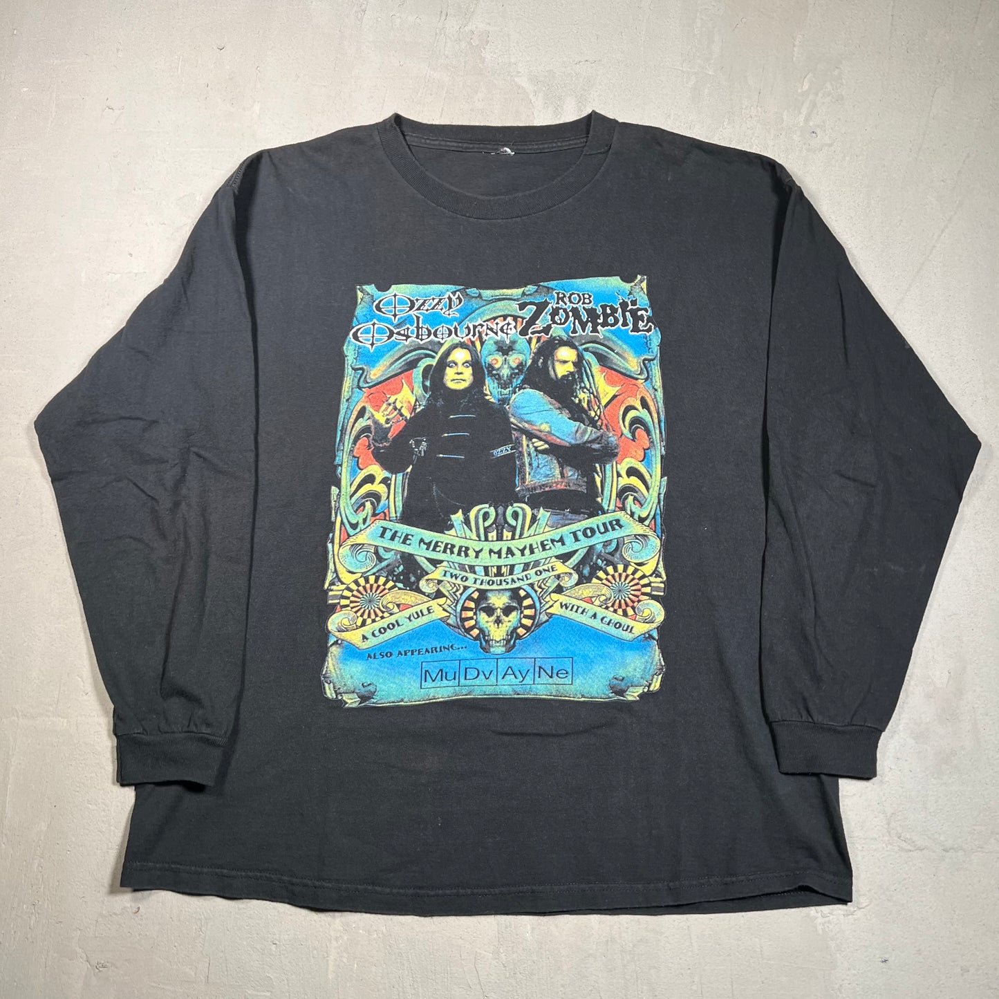 2001 Ozzy Osbourne Rob Zombie Merry Mayhem Tour Black Longsleeve Size XL USED v19458