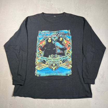 2001 Ozzy Osbourne Rob Zombie Merry Mayhem Tour Black Longsleeve Size XL USED v19458