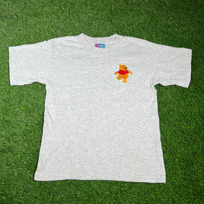 1990s Winnie The Pooh Stitched Grey Tee Size Medium USED v16582