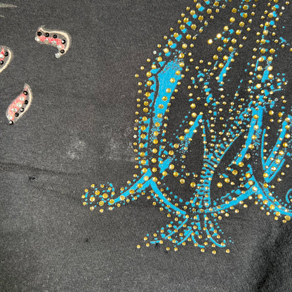 Christian Audigier Daydreamer Rhinestone Black Tee Size XXL USED v16649