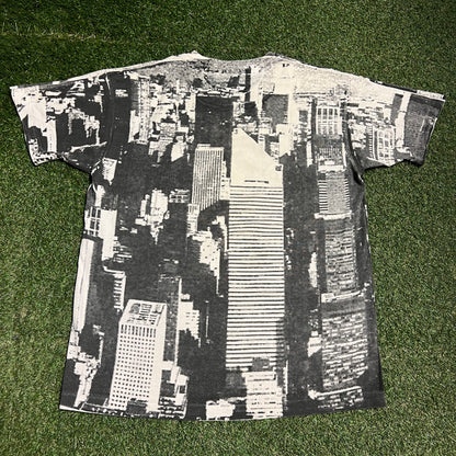 1991 Spider Man Marvel Comics Full Print Skyline Tee Size XL USED v16415