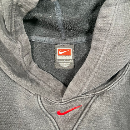 Y2K Nike Bulls Center Swoosh Black Hoodie Size Large USED v17676