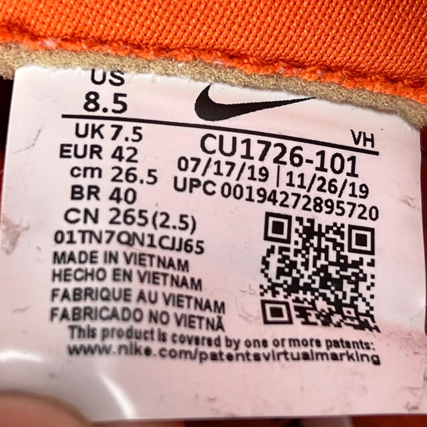 Nike Dunk Syracuse (2020) Size 8.5 USED s22136