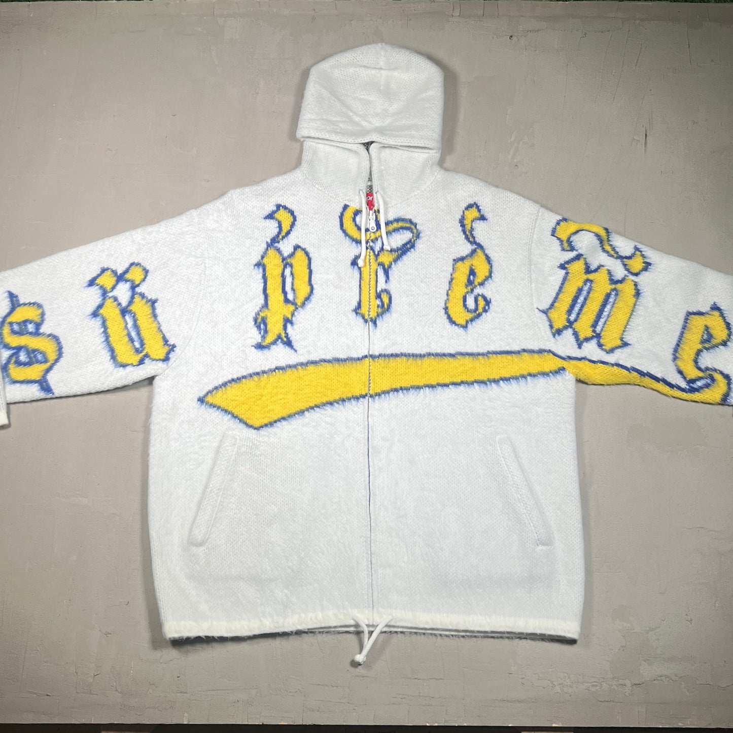Supreme Accent Brushed Zip Up White Hoodie (2024) Size XL USED x17159