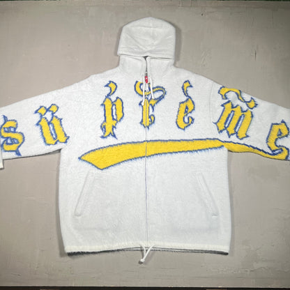 Supreme Accent Brushed Zip Up White Hoodie (2024) Size XL USED x17159