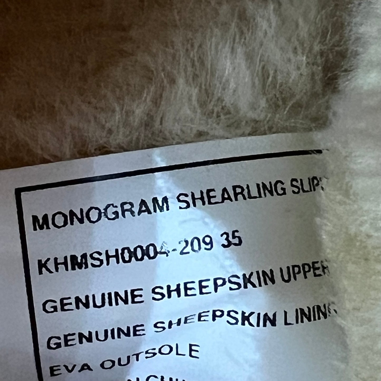 Kith Monogram Shearling Slippers Size 35 (5) NEW s14844