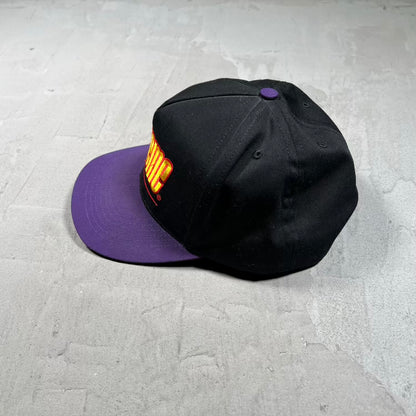 Supreme Underline 5 Panel Black/Purple Snapback Hat (2018) USED x18766