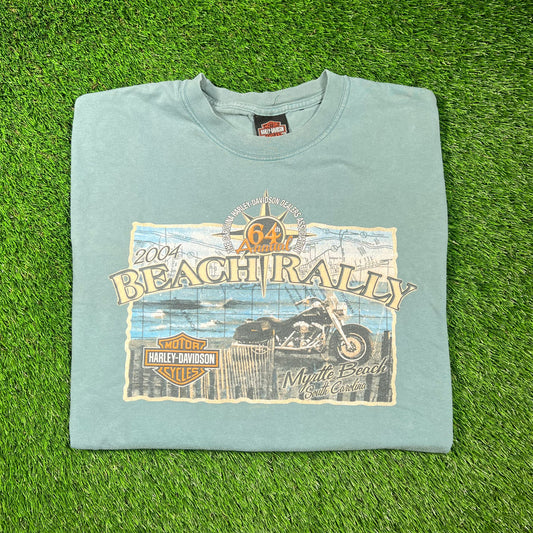 2004 Harley Davidson Myrtle Beach Teal Tee Size XL USED v18643