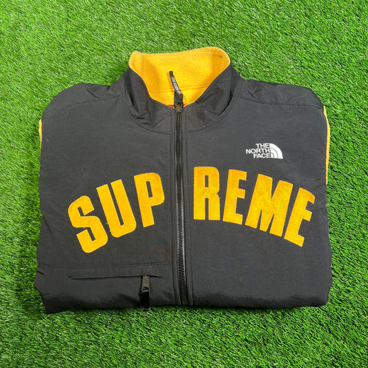 Supreme North Face (2019) Arc Logo Denali Yellow Fleece Size Large USED x15939