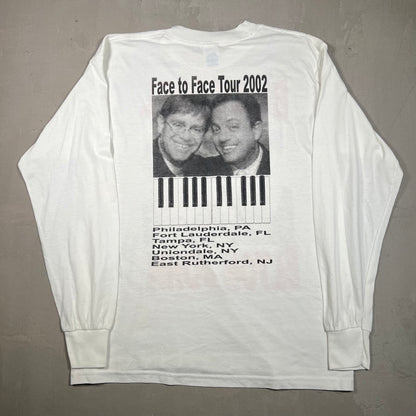 2002 Billy Joel Elton John Face to Face White Longsleeve Size Large USED v19160