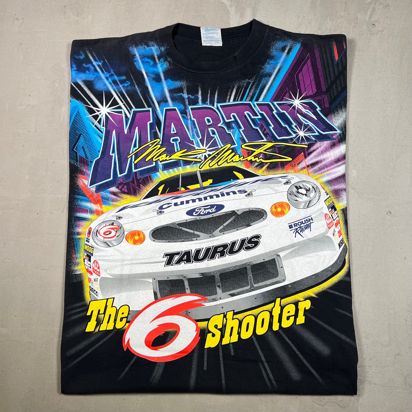 1999 Nascar Mark Martin Black AOP Tee SIze XL USED v19013