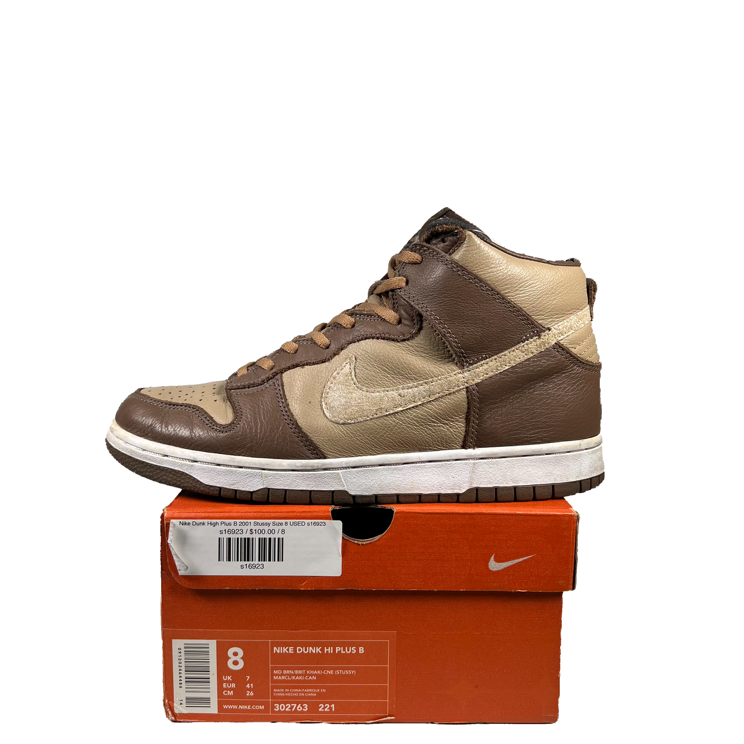 Nike Dunk High Plus B 2001 Stussy Size 8 USED s16923
