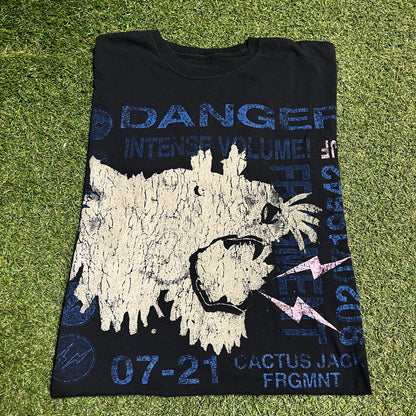 Cactus Jack x Fragment Black "Danger" Tee Size Large USED x13861