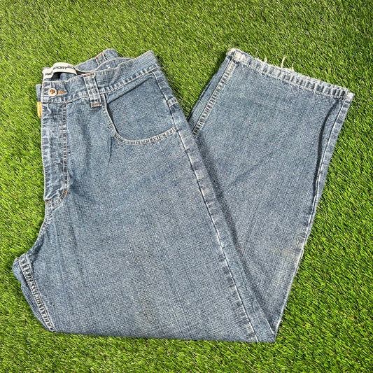 Y2K Paco Sports Embroidered Patched Blue Jean Size 34x30 USED v17020