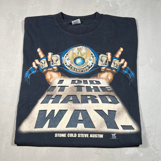 1998 Stone Cold "Hard Way" Black Tee Size Large USED v18968