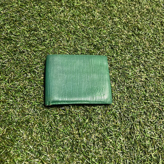 1990s Louis Vuitton Epi Leather Bifold Green Wallet USED x14073