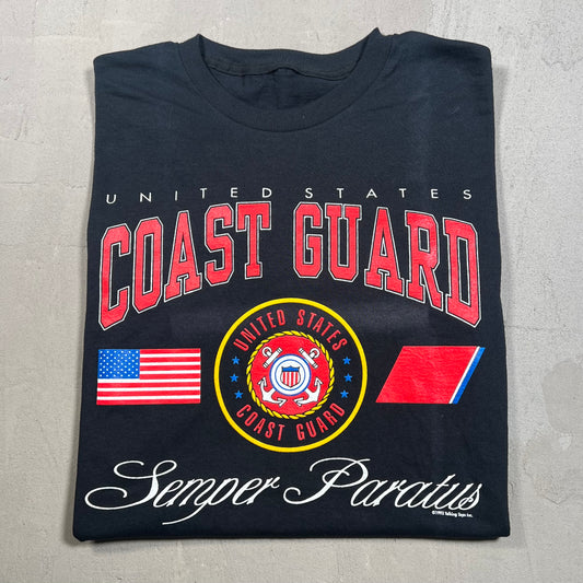 1992 United States Coast Guard Crest Black Tee Size Large USED v19224