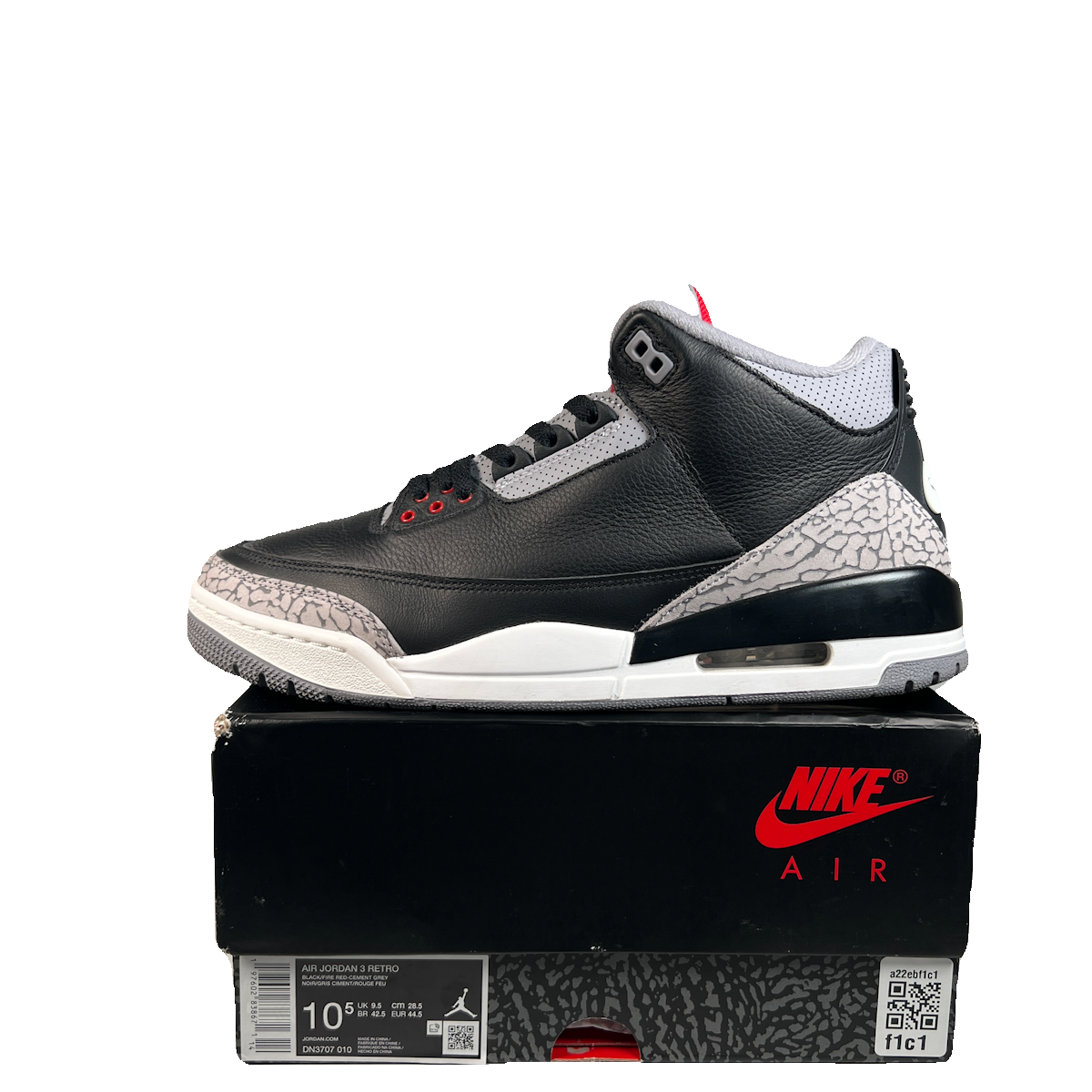 Jordan 3 Black Cement (2024) Size 10.5 USED s22985