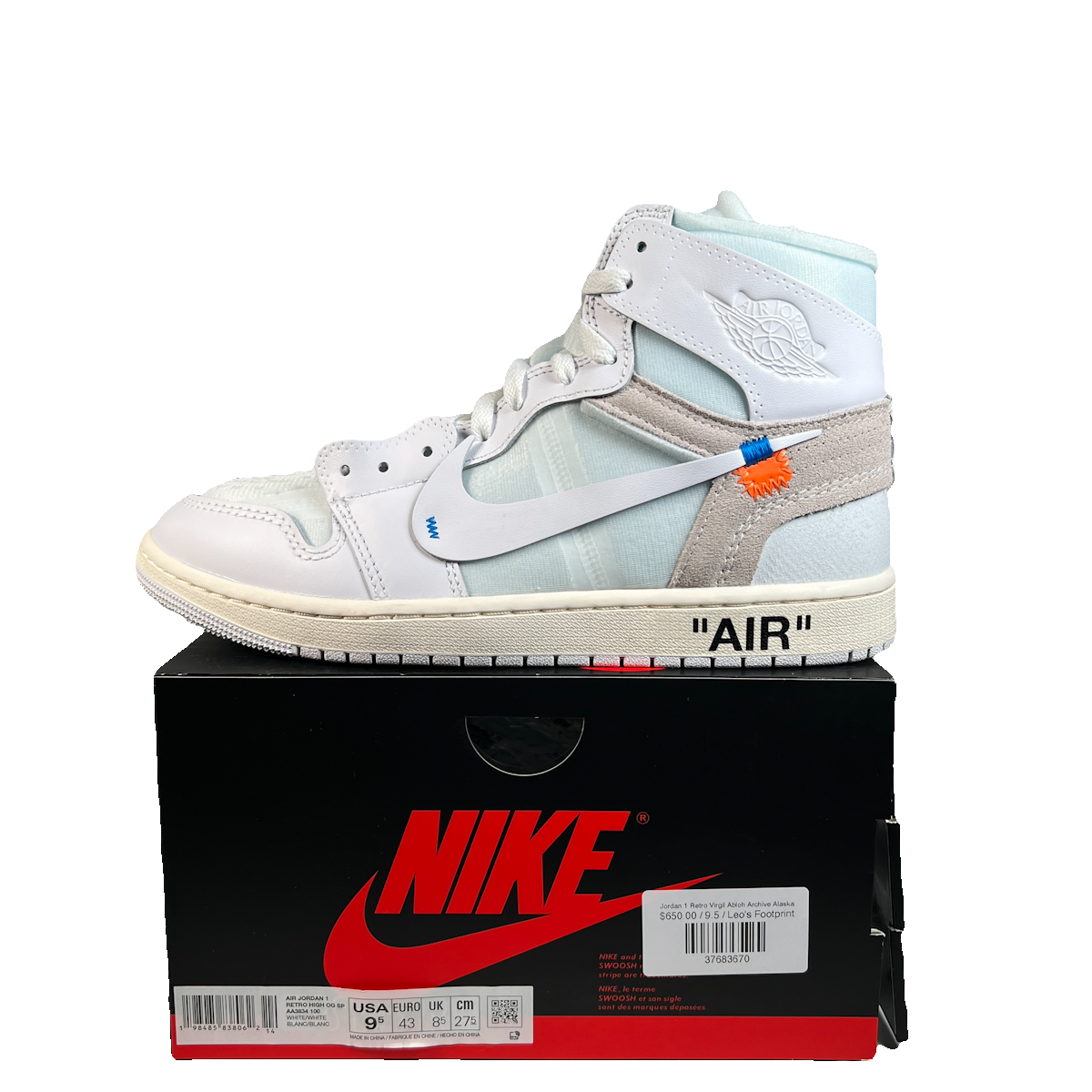 Jordan 1 High Virgil Abloh Archive Alaska (2026) Size 9.5 USED s22688