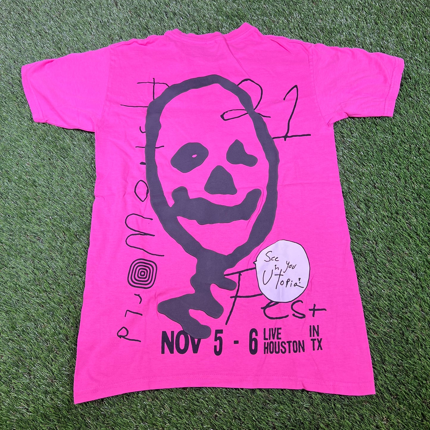 Travis Scott 2021 Astro World Pink Tee Size Small USED x14526