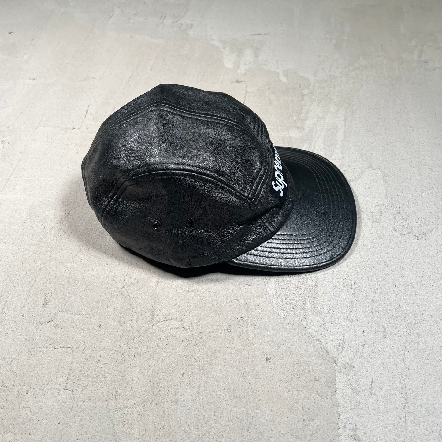 Supreme Leather Camp Cap (2016) USED x17538