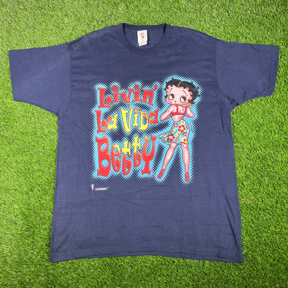 1999 Betty Boop Livin La Vida Blue Tee Size XL USED v16830