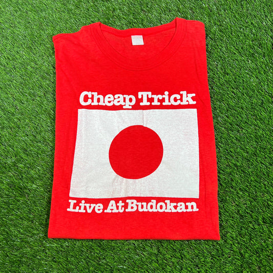 1990s Cheap Trick Live At Budokan Red Tee Size Large USED v16625
