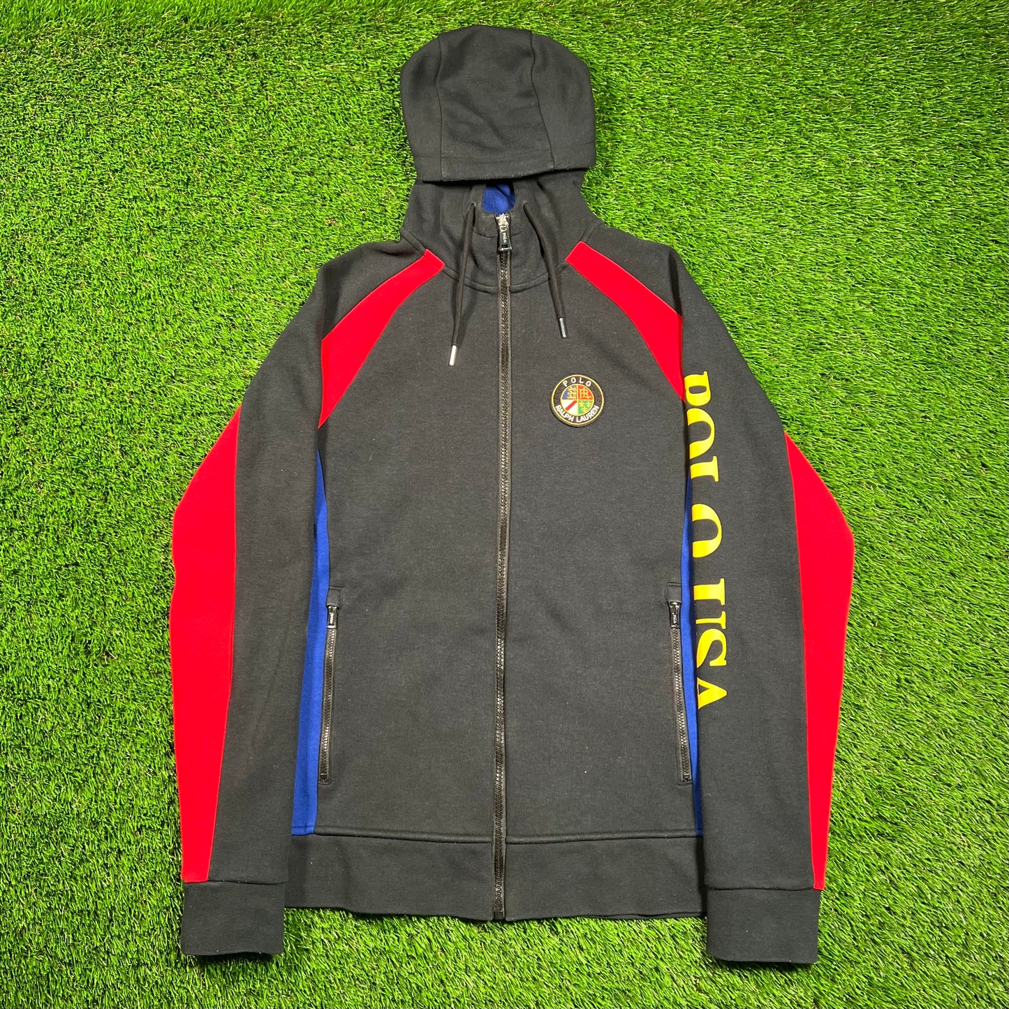 Polo Ralph Lauren Black Downhill Skier Hoodie Size Small USED v18538