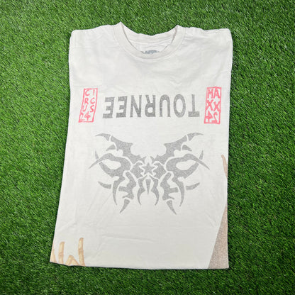 Travis Scott Circus Maximus "Tournee" Cropped White Tee Size Medium USED x15288
