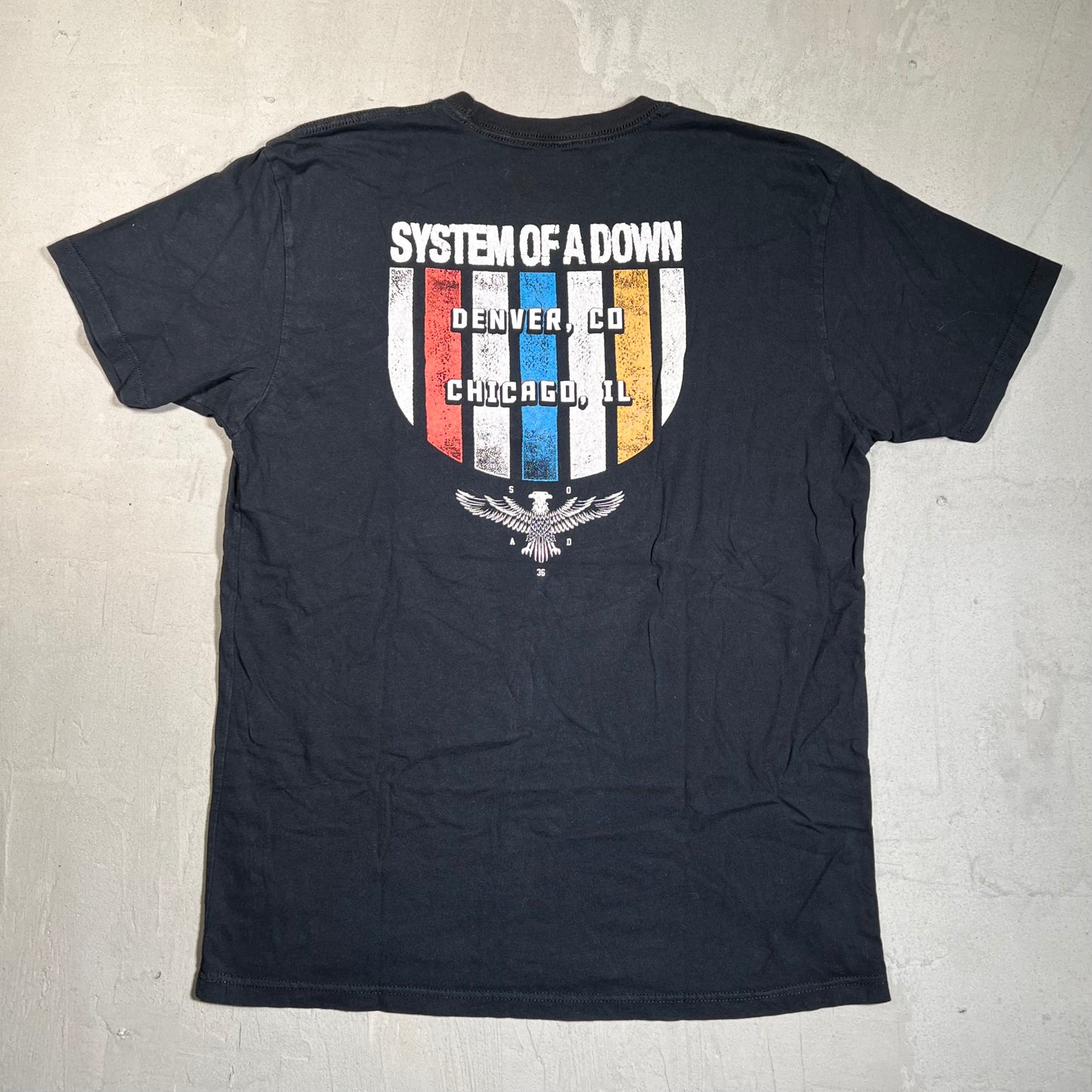 System of A Down Denver Co Black Tee Size Large USED v19579