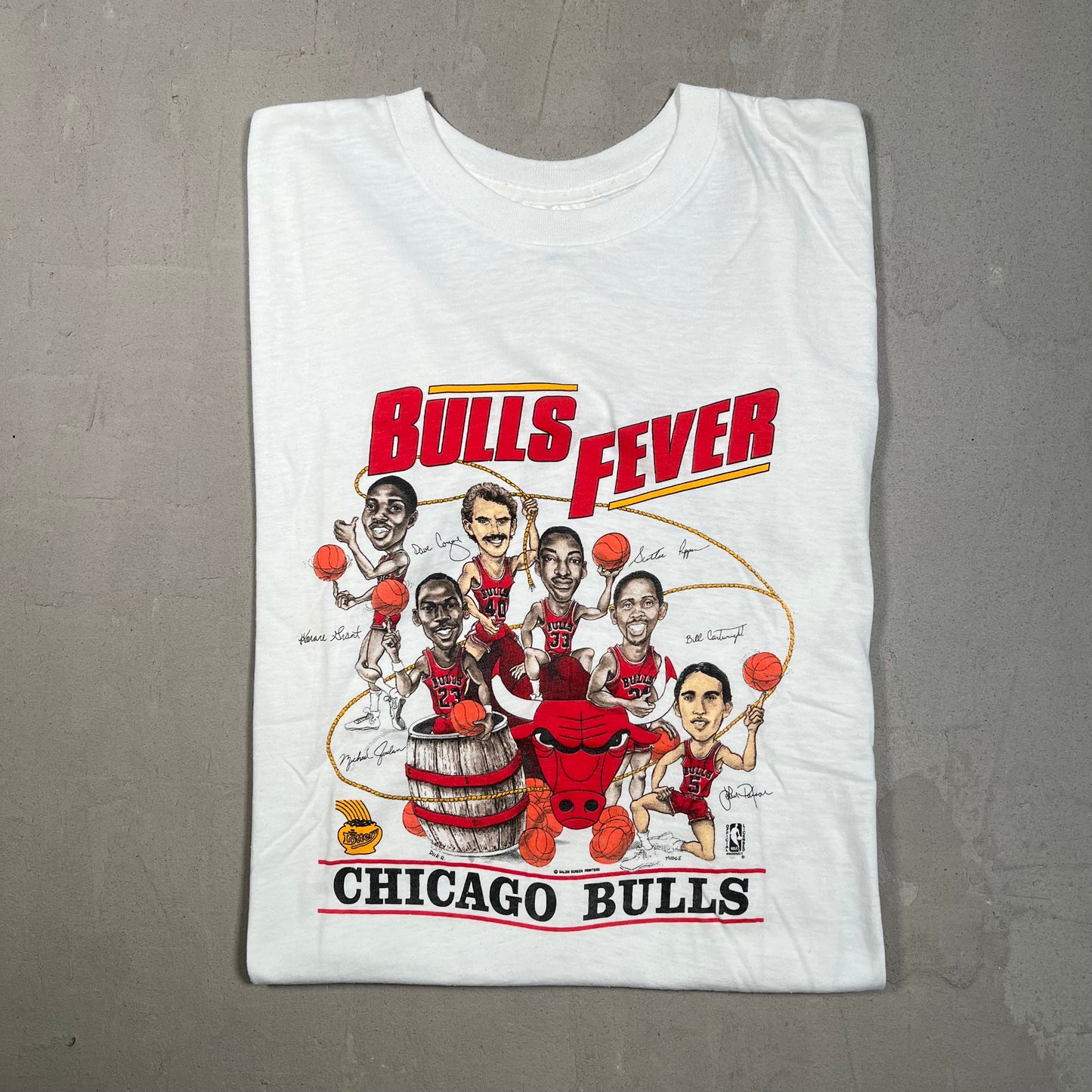 1989 Chicago Bulls Bulls Fever White Tee Size XL USED v15505