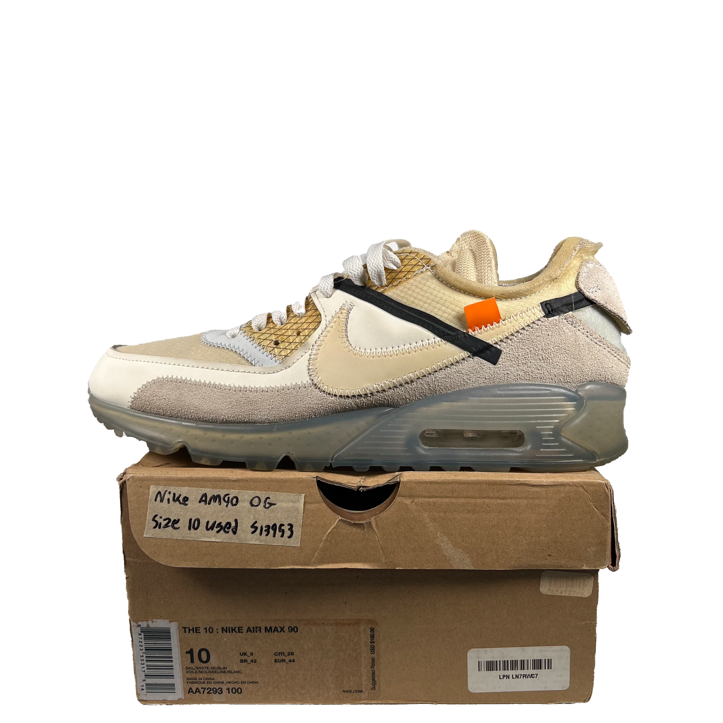 Nike Air Max 90 Off White The 10 Size 10 USED s13953